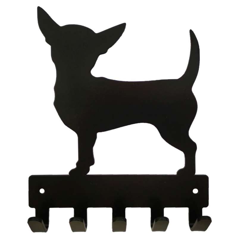 Eboy Steel Chihuahua Key Rack or Leash Hanger - 5 Hooks - Black