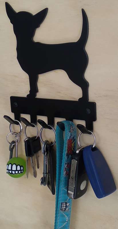 Eboy Steel Chihuahua Key Rack or Leash Hanger - 5 Hooks - Black