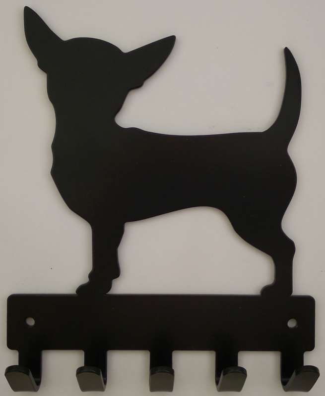 Eboy Steel Chihuahua Key Rack or Leash Hanger - 5 Hooks - Black