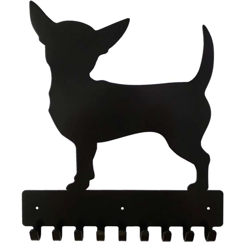 Eboy Steel Chihuahua Key Rack or Leash Hanger - 9 Hooks - Black