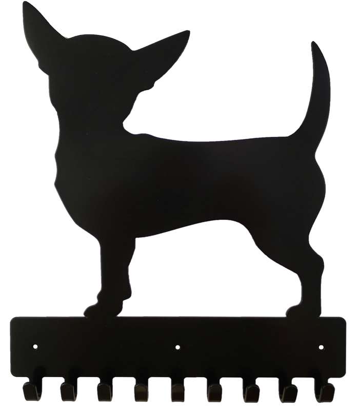 Eboy Steel Chihuahua Key Rack or Leash Hanger - 9 Hooks - Black