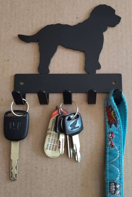 Eboy Steel Cockapoo Key Rack or Leash Hanger - 5 Hooks - Black