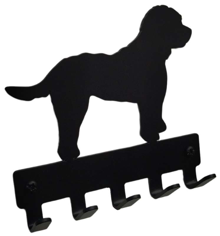 Eboy Steel Cockapoo Key Rack or Leash Hanger - 5 Hooks - Black