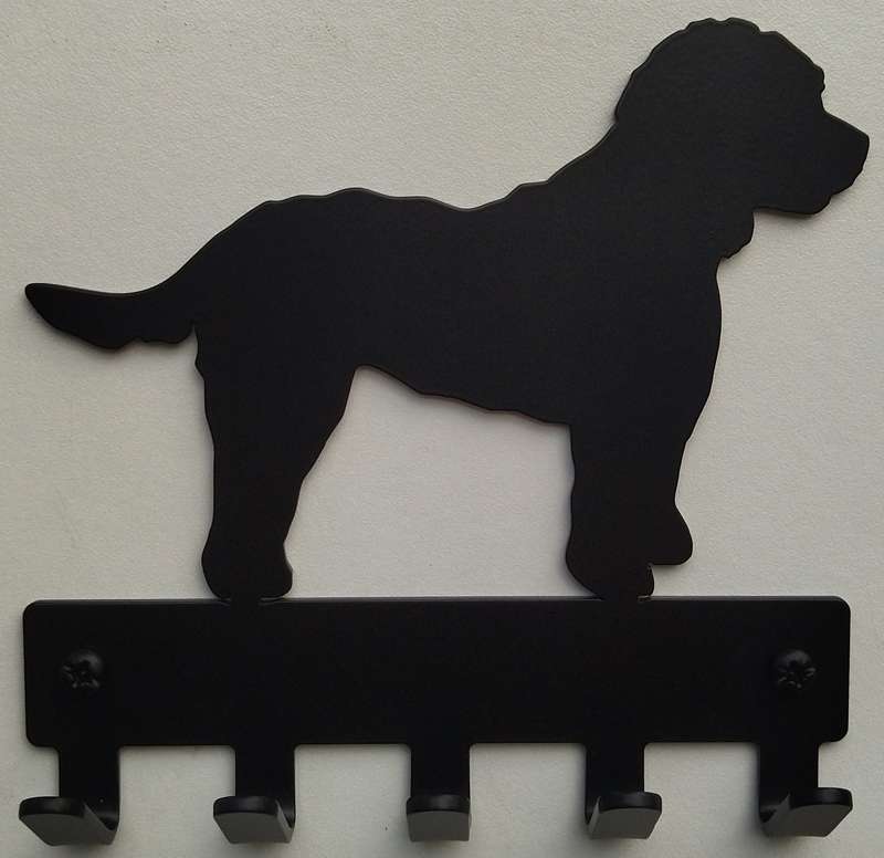 Eboy Steel Cockapoo Key Rack or Leash Hanger - 5 Hooks - Black
