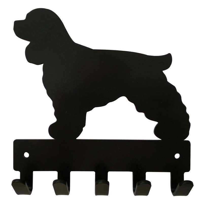 Eboy Steel Cocker Spaniel Key Rack or Leash Hanger - 5 Hooks - Black