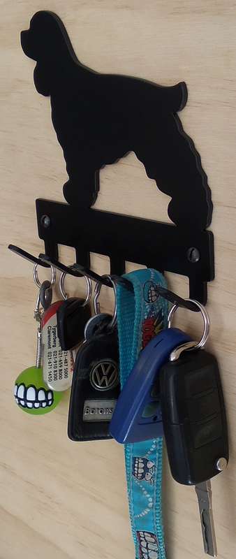Eboy Steel Cocker Spaniel Key Rack or Leash Hanger - 5 Hooks - Black