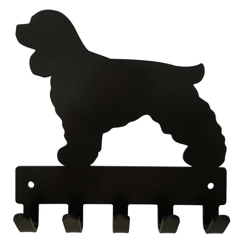 Eboy Steel Cocker Spaniel Key Rack or Leash Hanger - 5 Hooks - Black