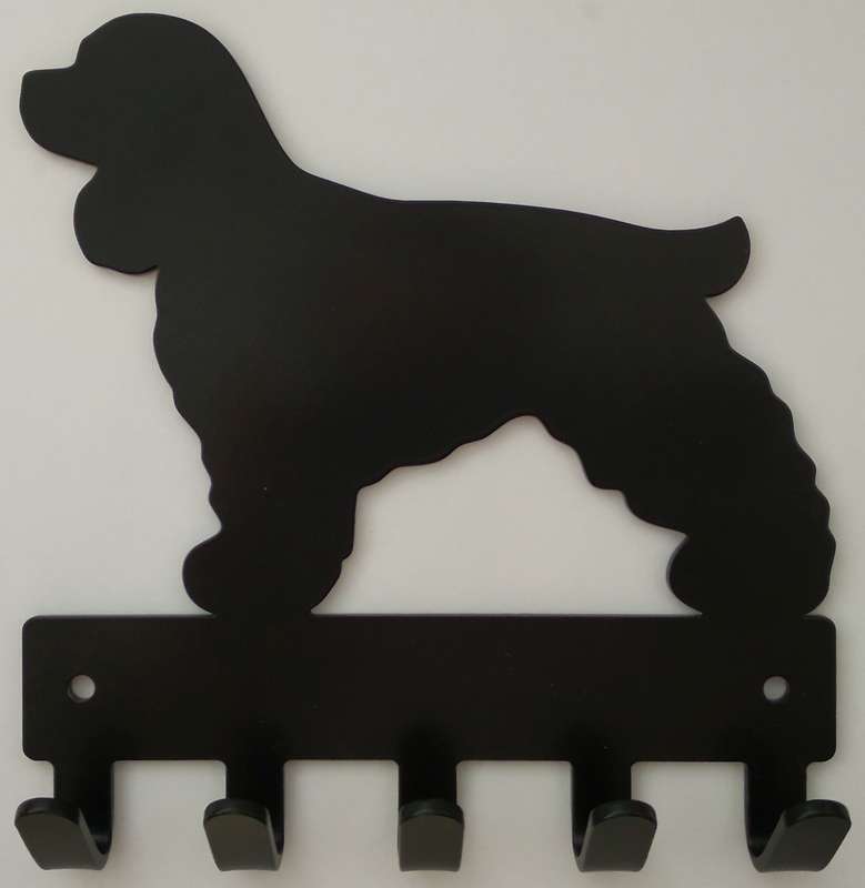 Eboy Steel Cocker Spaniel Key Rack or Leash Hanger - 5 Hooks - Black