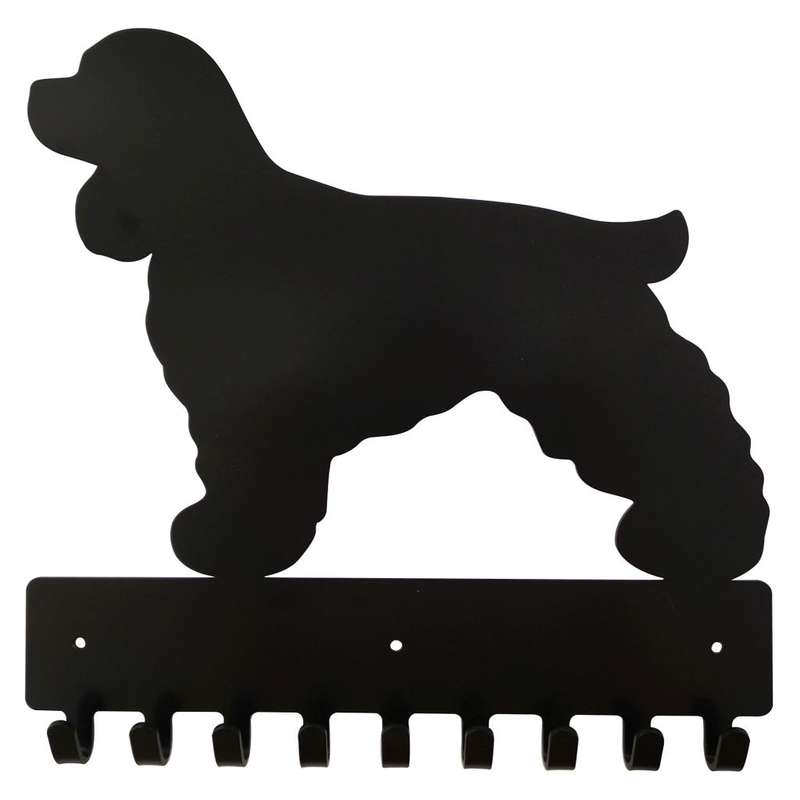 Eboy Steel Cocker Spaniel Key Rack or Leash Hanger - 9 Hooks - Black