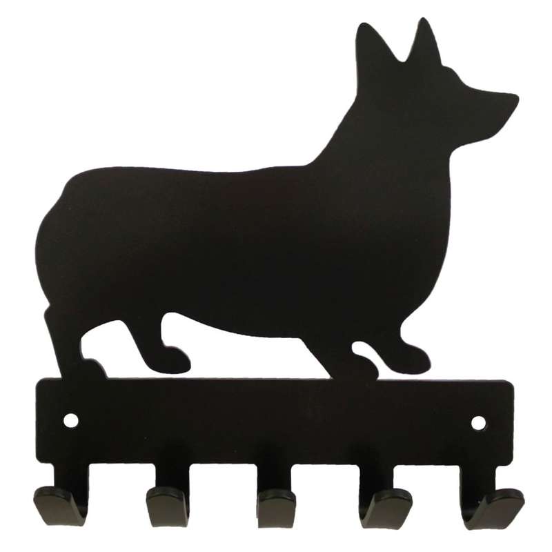 Eboy Steel Corgi Key Rack or Leash Hanger - 5 Hooks - Black