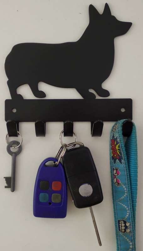 Eboy Steel Corgi Key Rack or Leash Hanger - 5 Hooks - Black
