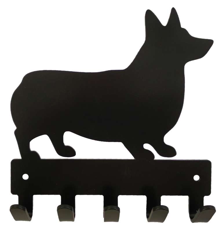 Eboy Steel Corgi Key Rack or Leash Hanger - 5 Hooks - Black