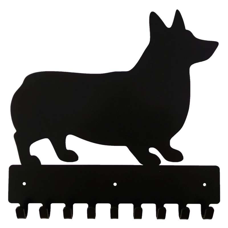 Eboy Steel Corgi Key Rack or Leash Hanger - 9 Hooks - Black