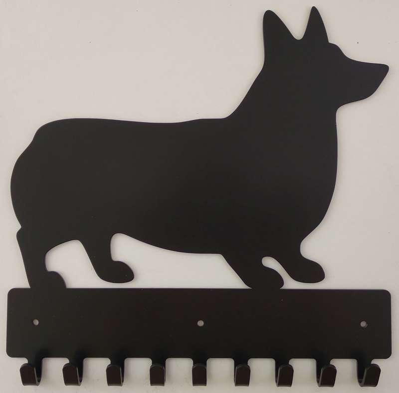 Eboy Steel Corgi Key Rack or Leash Hanger - 9 Hooks - Black