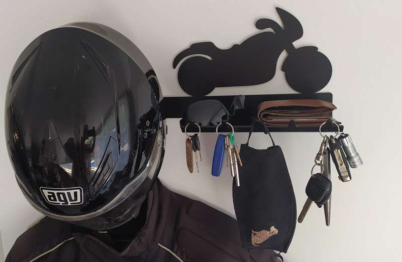 Eboy Steel Cruiser Helmet Holder with Jacket Hook, Keys Rack & Sunglasses Tray - Black