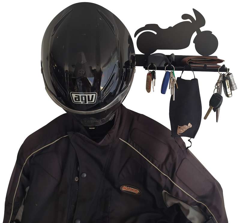 Eboy Steel Cruiser Helmet Holder with Jacket Hook, Keys Rack & Sunglasses Tray - Black