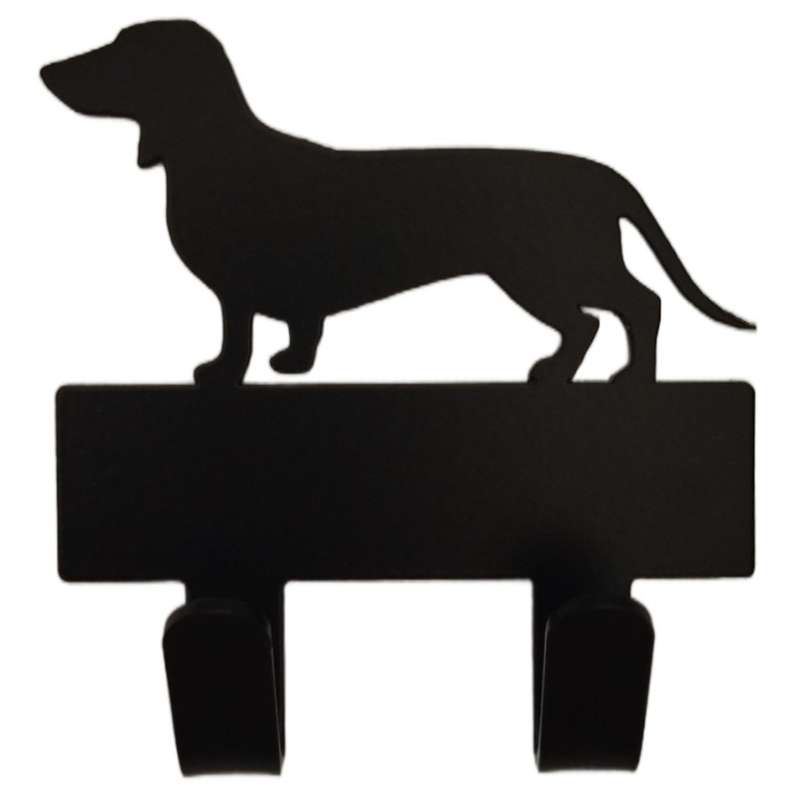 Eboy Steel Dachshund Key Rack or Leash Hanger - 2 Hooks - Black
