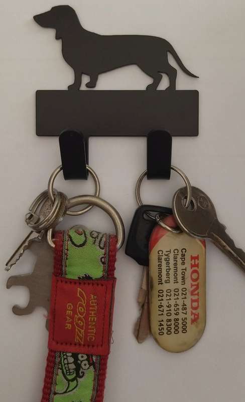 Eboy Steel Dachshund Key Rack or Leash Hanger - 2 Hooks - Black