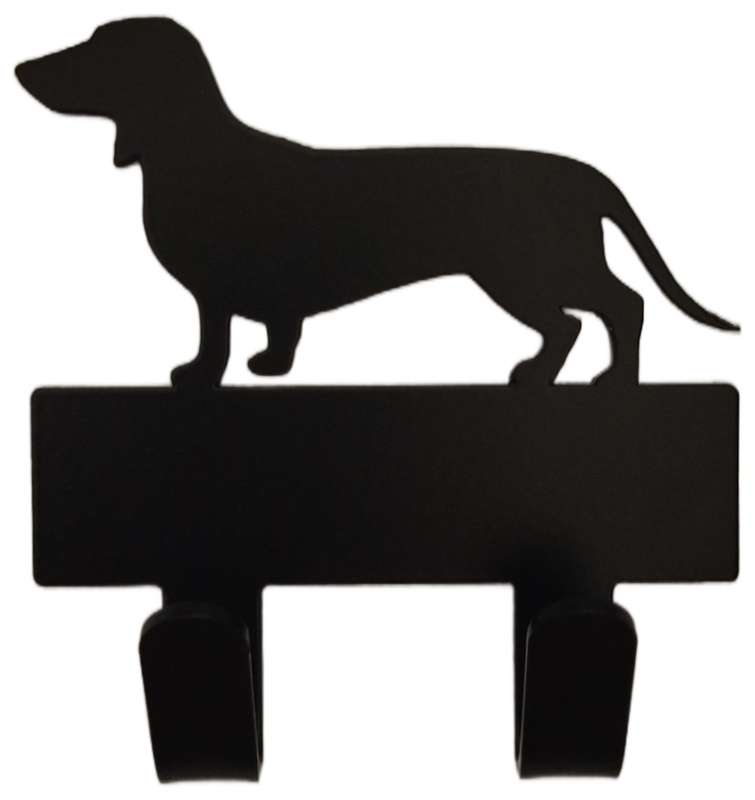 Eboy Steel Dachshund Key Rack or Leash Hanger - 2 Hooks - Black