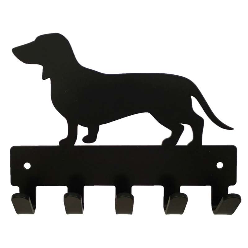 Eboy Steel Dachshund Key Rack or Leash Hanger - 5 Hooks - Black