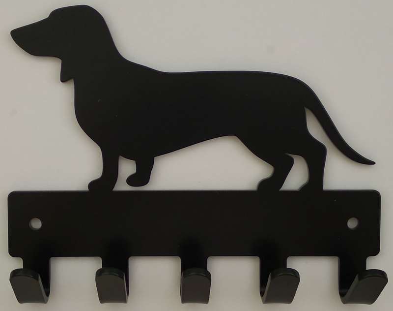 Eboy Steel Dachshund Key Rack or Leash Hanger - 5 Hooks - Black