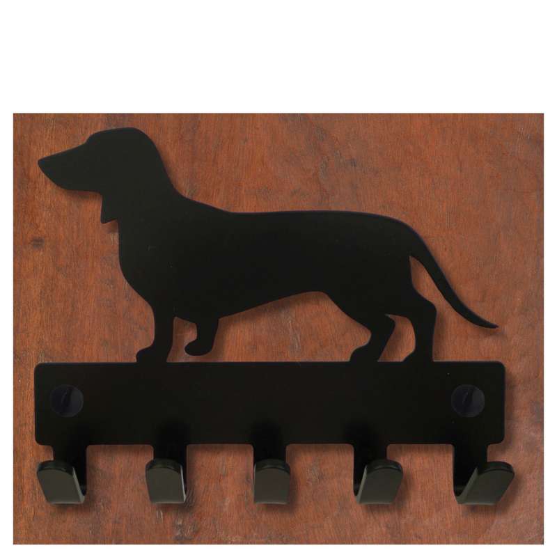 Eboy Steel Dachshund Key Rack or Leash Hanger - 5 Hooks - Black