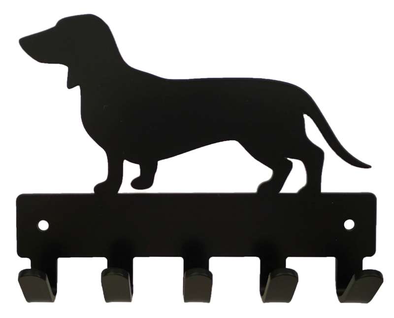 Eboy Steel Dachshund Key Rack or Leash Hanger - 5 Hooks - Black