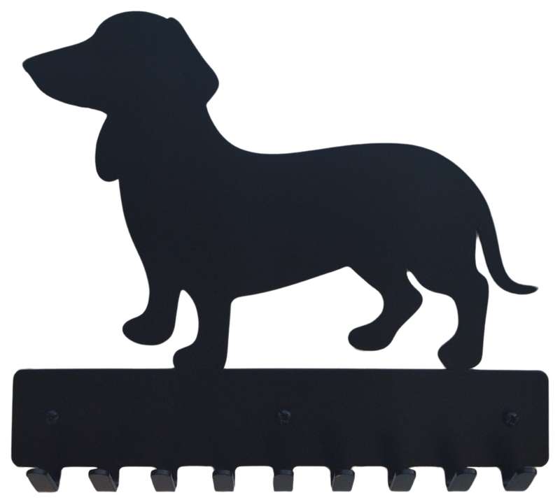 Eboy Steel Dachshund Key Rack or Leash Hanger - 9 Hooks - Black
