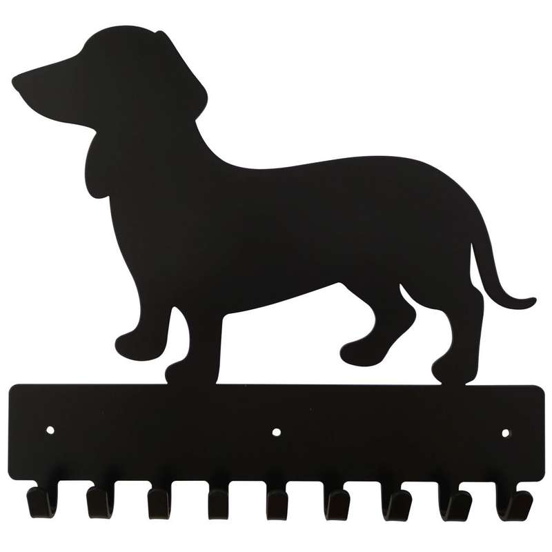 Eboy Steel Dachshund Key Rack or Leash Hanger - 9 Hooks - Black