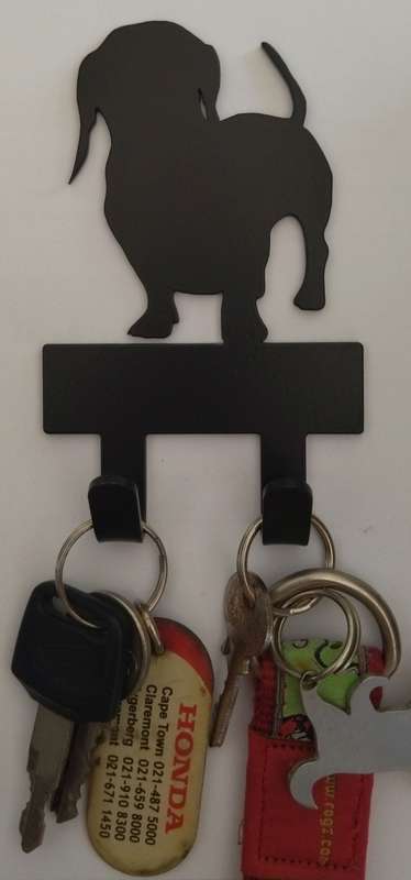Eboy Steel Dachshund V1 Key Rack or Leash Hanger - 2 Hooks - Black