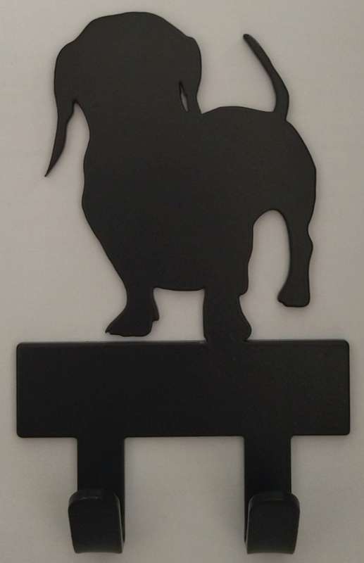 Eboy Steel Dachshund V1 Key Rack or Leash Hanger - 2 Hooks - Black