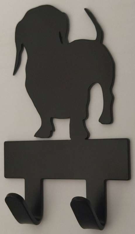 Eboy Steel Dachshund V1 Key Rack or Leash Hanger - 2 Hooks - Black