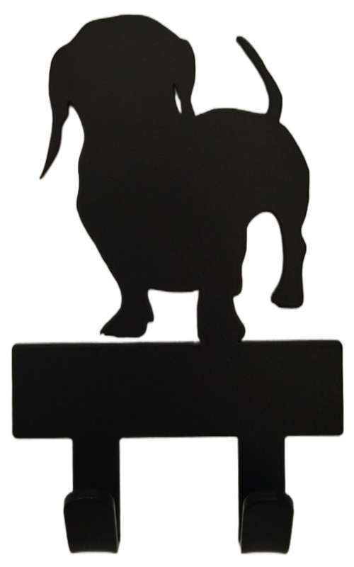Eboy Steel Dachshund V1 Key Rack or Leash Hanger - 2 Hooks - Black