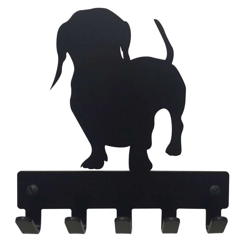 Eboy Steel Dachshund Key Rack or Leash Hanger V1 - 5 Hooks - Black