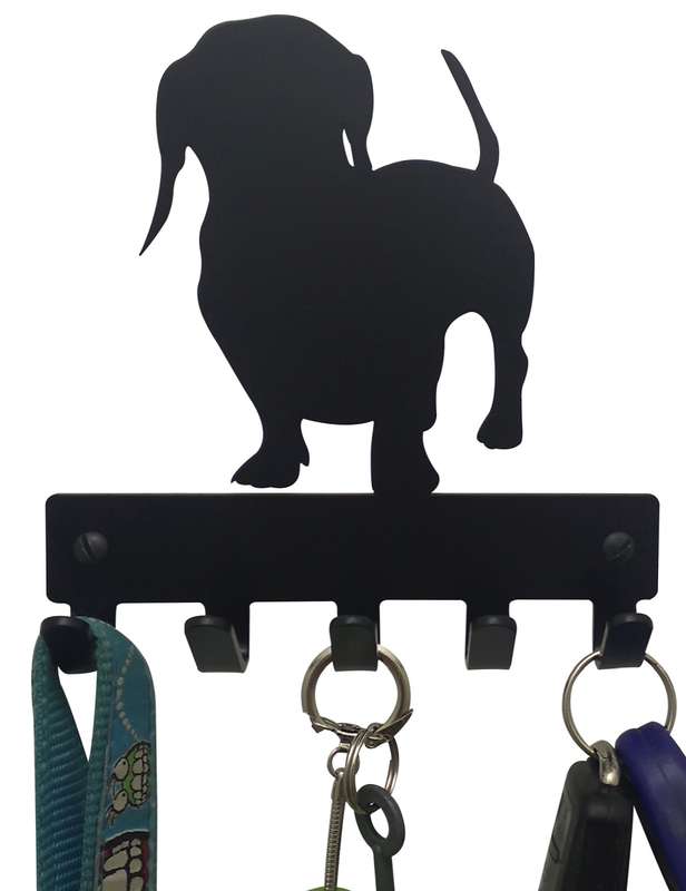 Eboy Steel Dachshund Key Rack or Leash Hanger V1 - 5 Hooks - Black
