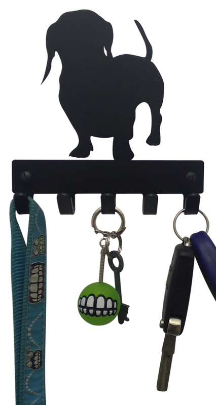 Eboy Steel Dachshund Key Rack or Leash Hanger V1 - 5 Hooks - Black