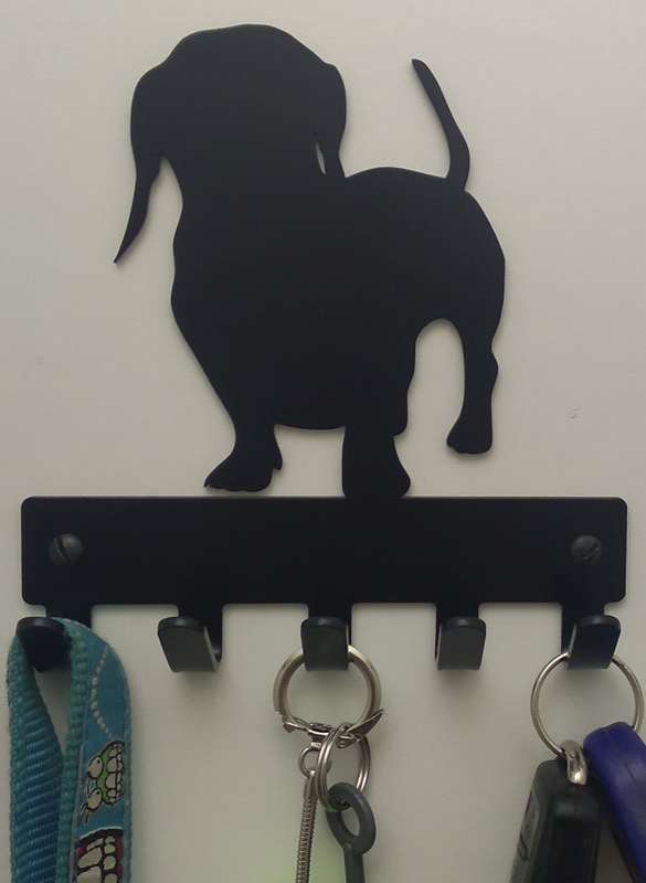 Eboy Steel Dachshund Key Rack or Leash Hanger V1 - 5 Hooks - Black
