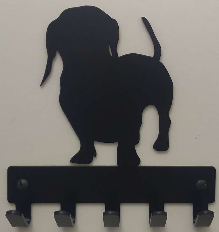 Eboy Steel Dachshund Key Rack or Leash Hanger V1 - 5 Hooks - Black