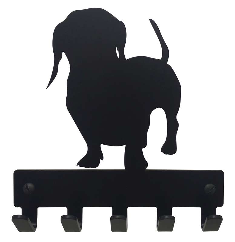 Eboy Steel Dachshund Key Rack or Leash Hanger V1 - 5 Hooks - Black