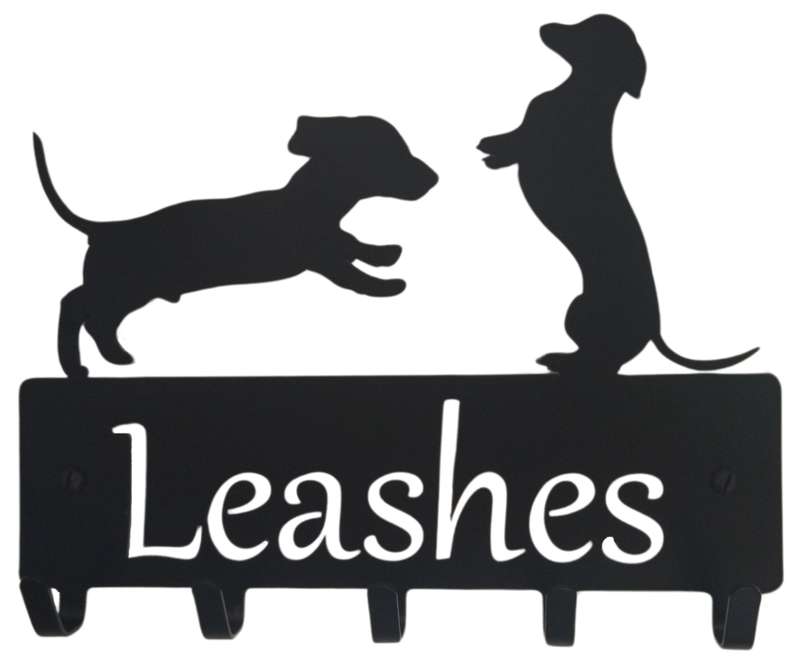 Eboy Steel Dachshund Leash and Harness Holder for Pets - 5 Hooks - Black