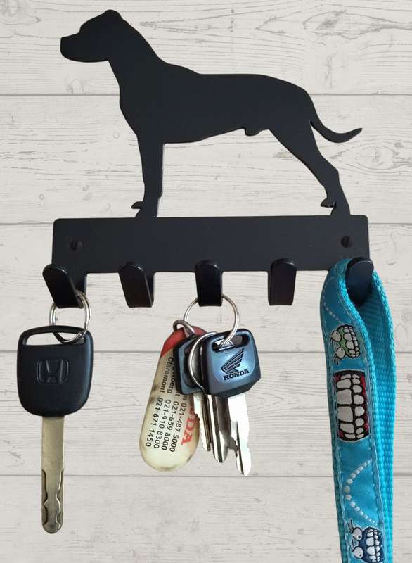 Eboy Steel Dogo Argentino Key Rack or Leash Hanger - 5 Hooks - Black
