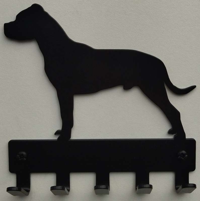Eboy Steel Dogo Argentino Key Rack or Leash Hanger - 5 Hooks - Black