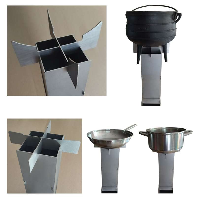 Elmo's Fire Rocket Stove with Storage Box - Stainless Steel