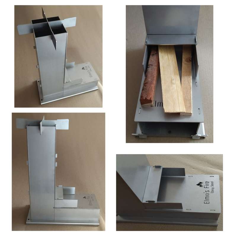 Elmo's Fire Rocket Stove with Storage Box - Stainless Steel