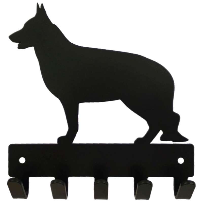 Eboy Steel German Shepherd Key Rack or Leash Hanger - 5 Hooks - Black