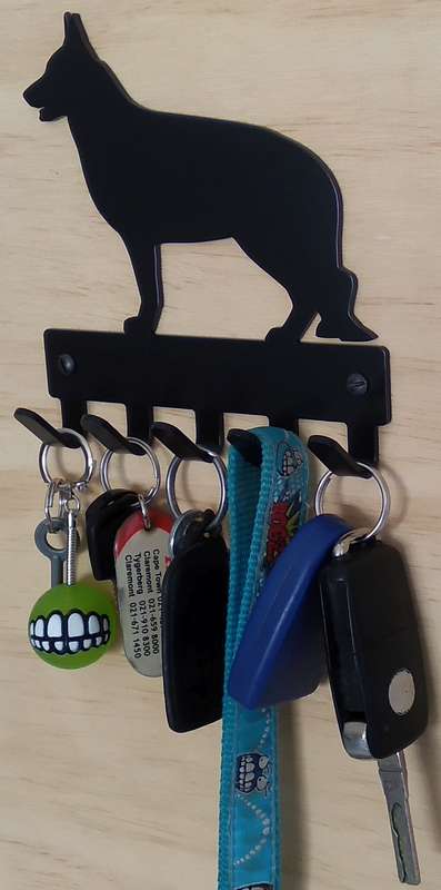 Eboy Steel German Shepherd Key Rack or Leash Hanger - 5 Hooks - Black
