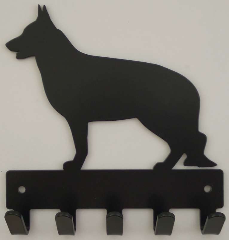 Eboy Steel German Shepherd Key Rack or Leash Hanger - 5 Hooks - Black
