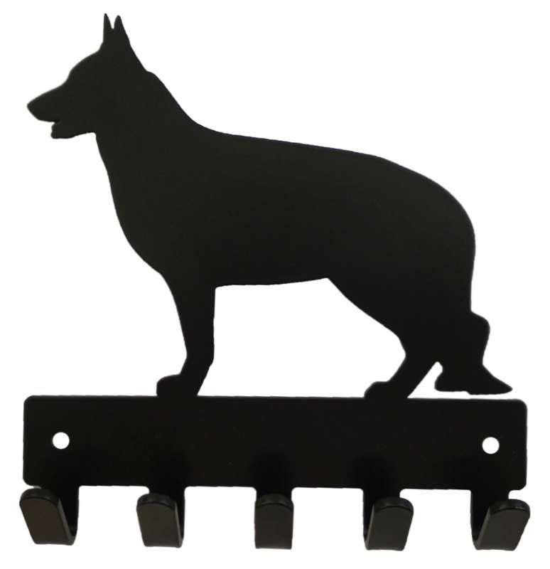 Eboy Steel German Shepherd Key Rack or Leash Hanger - 5 Hooks - Black