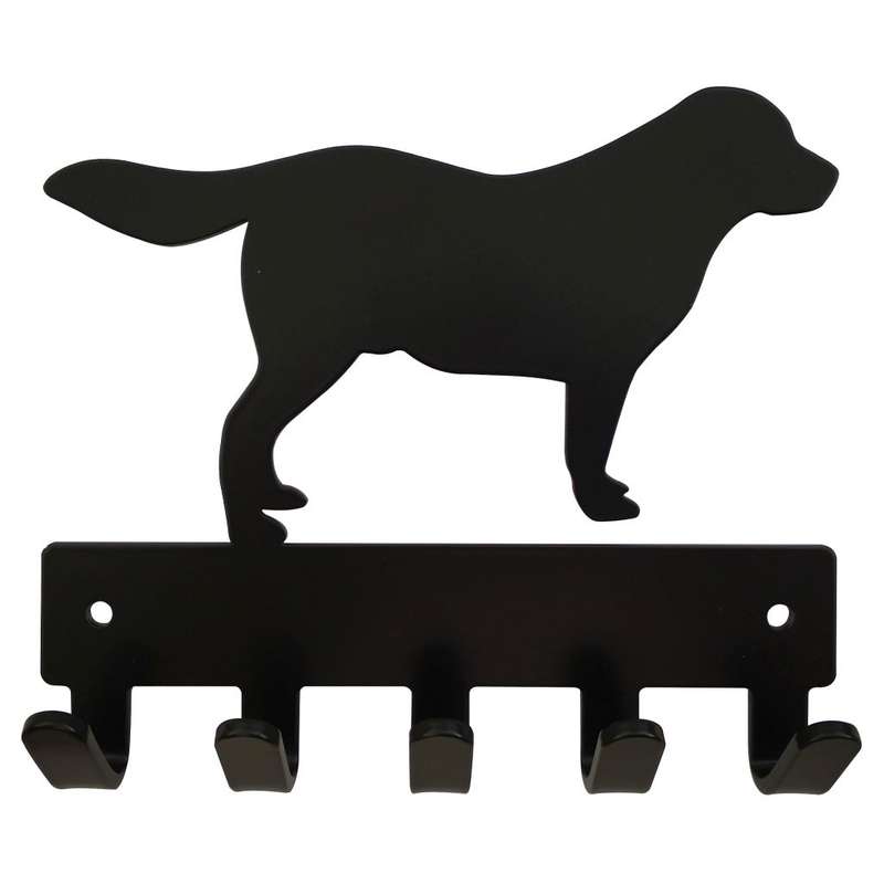Eboy Steel Golden Retriever Key Rack or Leash Hanger - 5 Hooks - Black