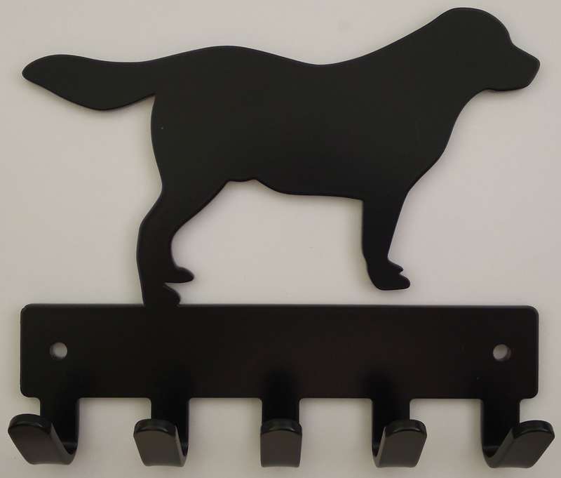 Eboy Steel Golden Retriever Key Rack or Leash Hanger - 5 Hooks - Black